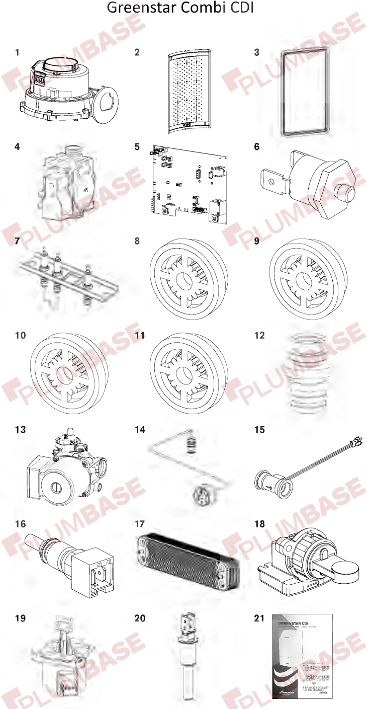 Worcester Greenstar Combi 35CDI exploded views and parts list