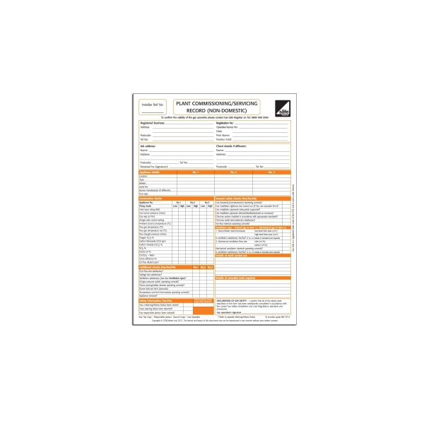 CORGI Direct Plant Commissioning/Servicing Record (Non Domestic) - CP15