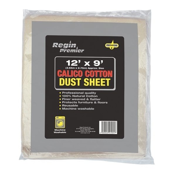 REGIN 12 X 9 CALICO COTTON DUST SHEET REGM36