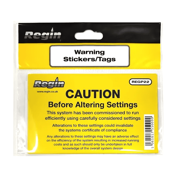 Regin Appliance Settings Caution Stickers REGP22