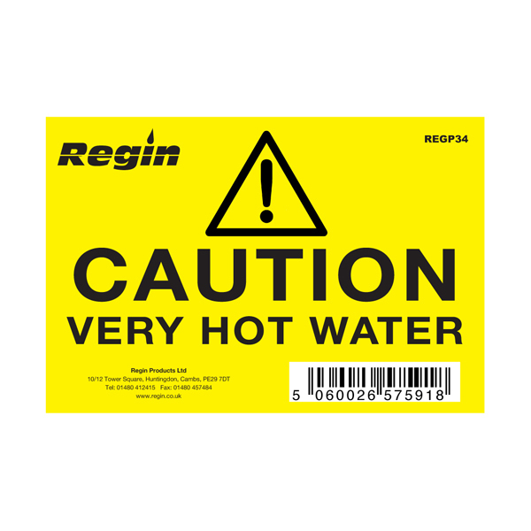 REGIN CAUTION VERY HOT WATER STICKER (8) REGP34