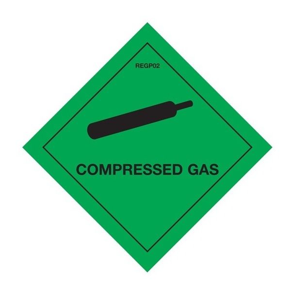 REGP02 COMPRESSED GAS WARNING DIAMOND