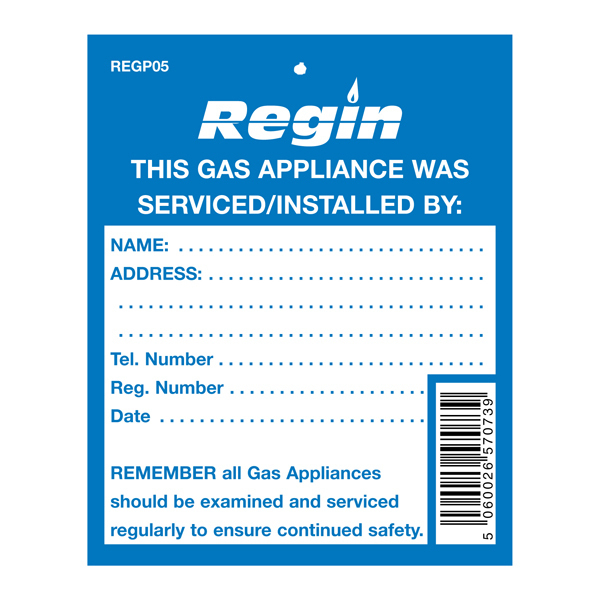 REGP05 GAS APP. SERVICE TAG PK2 D