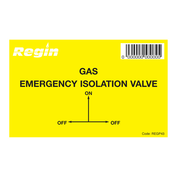 REGP43 GAS ISOLATION VALVE STICKER PK8 D